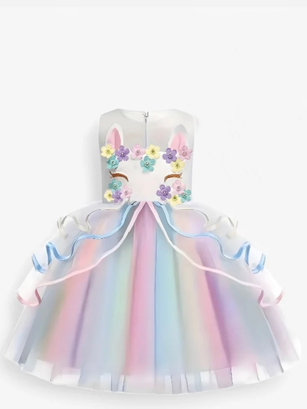 Beautiful Unicorn Princess Dress – With Flowers and Colorful Tulle